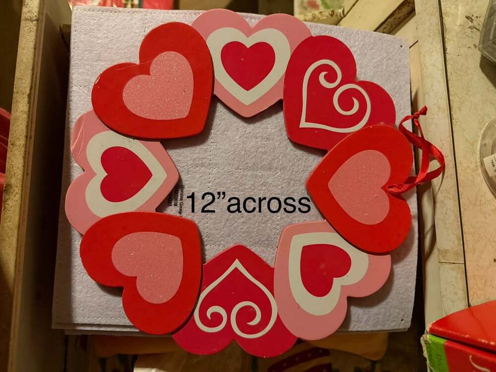 Valentine's Day Wooden Heart Wreath 12 Inches